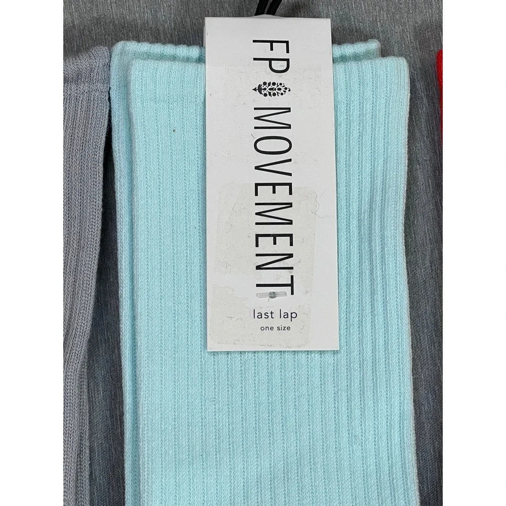 FP Movement Free People x Lucky Honey Last Lap Tube Socks 3 Pair Grey orange NEW